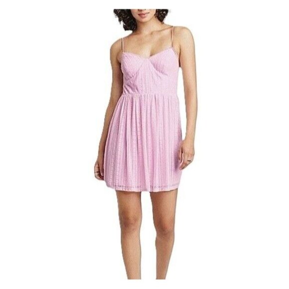 Wild Fable Women's Medium Light Pink Sheer Lace & Lined Sweetheart Mini Dress - Picture 3 of 8